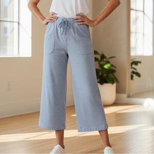 Athleta Farallon Heathered Wide Leg Crop pants in Light Blue Heat Women’s Size 4